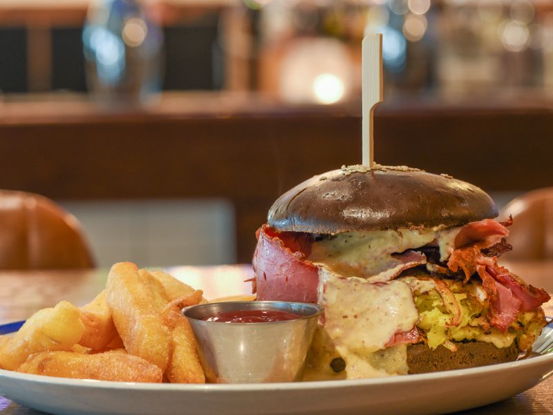Cornered Seamus burger at The Speight's Ale House, Burger Wellington 2026