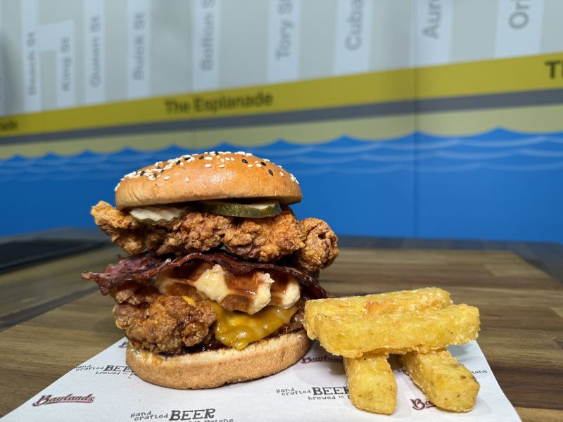 Heart-a-Stack burger at Baylands Brewery Taproom, Burger Wellington 2026