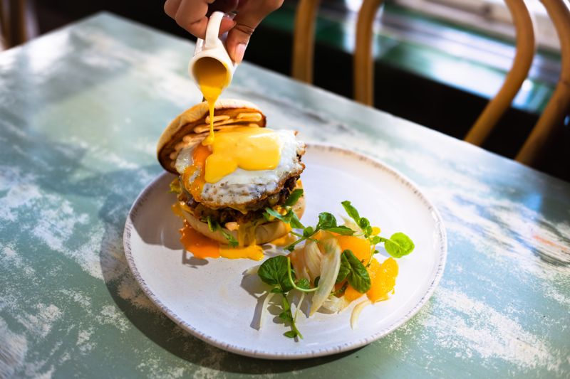 Word on the Street Benedict burger at Cable Top Eatery, Burger Wellington 2026